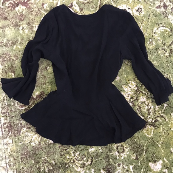 MINKPINK black peplum wrap blouse, S - Picture 2 of 7
